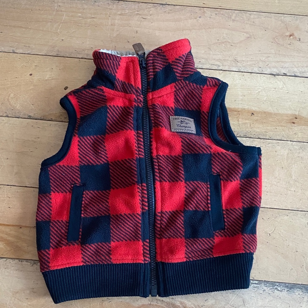 Carter's Red and Black Plaid Vest